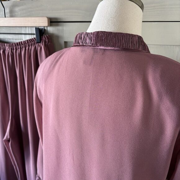 Maya Brooke Chiffon Sheer Pant Duster Set Women 8 Mauve Wedding Party Evening - Picture 11 of 16